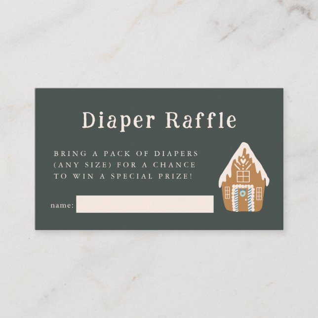 Cartão De Informações Blue Gingerbread House Diaper Raffle Ticket  (Frente)