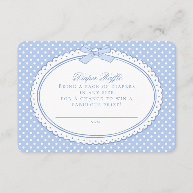 Cartão De Informações Blue Gingham Coquette Sorteio de Fraldas (Frente)