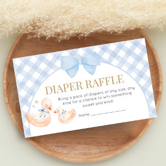 Cartão De Informações Blue Gingham Silly Goose Baby Shower Diaper Raffle