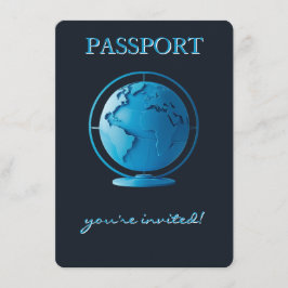 Cartão De Informações Blue Globe Passport Travel Diaper Raffle