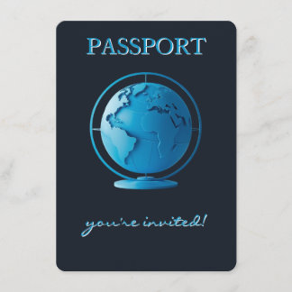Cartão De Informações Blue Globe Passport Travel Diaper Raffle