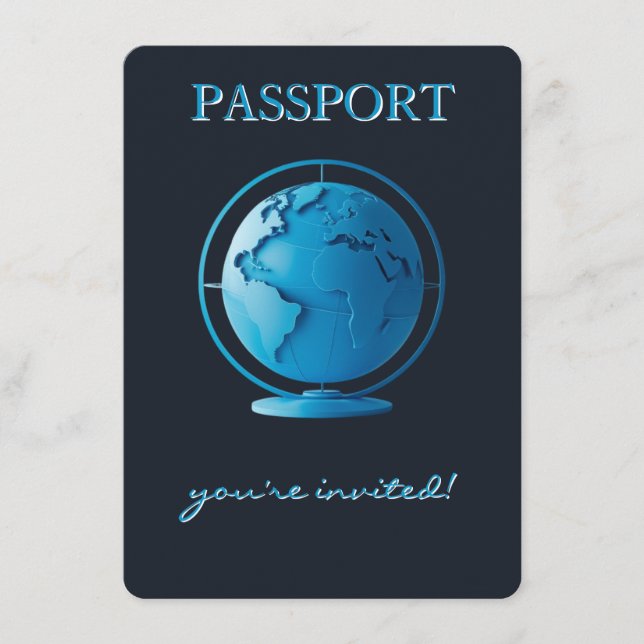 Cartão De Informações Blue Globe Passport Travel Diaper Raffle (Frente)