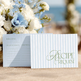 Cartão De Informações Blue & Green Bridal Shower Recipe Request