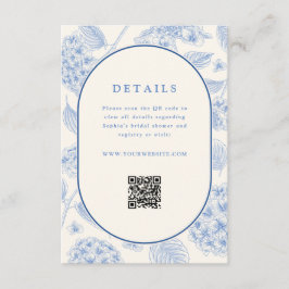 Cartão De Informações Blue Hydrangea Bridal Shower QR Code 
