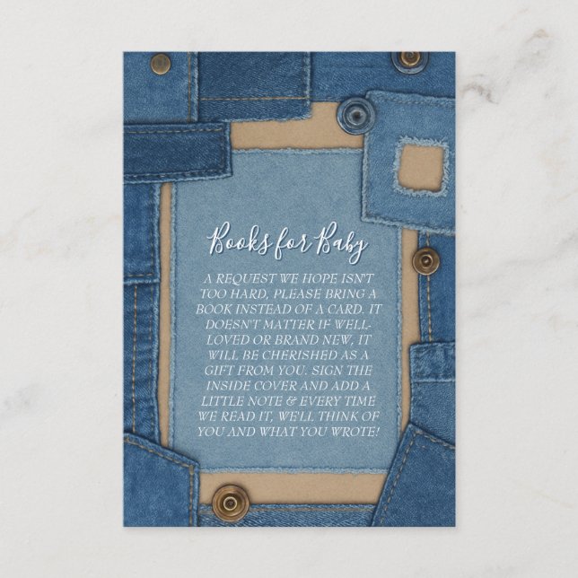 Cartão De Informações Blue Jean Baby Books for Baby Shower (Frente)
