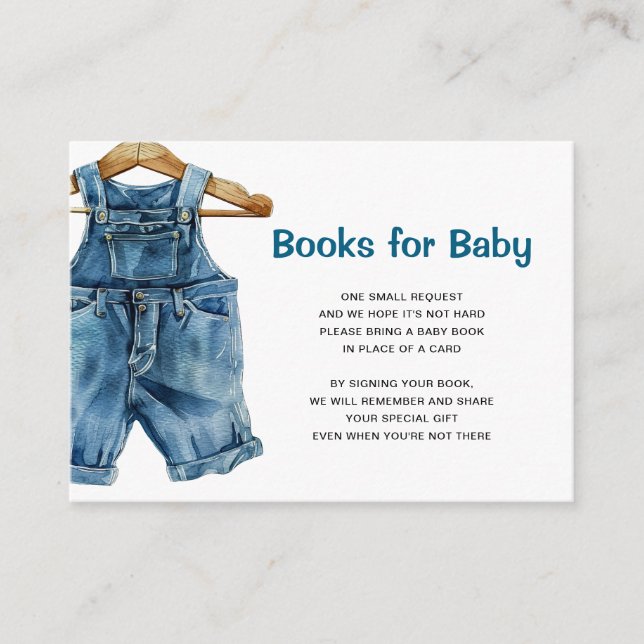 Cartão De Informações Blue Jean Books para o Bebê (Frente)