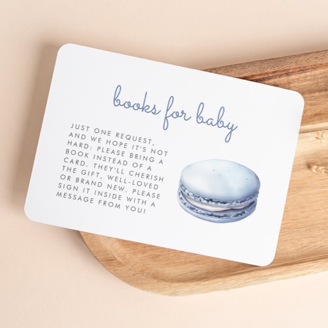 Cartão De Informações Blue Macaron Baby Shower Books Enclosure Card (Criador carregado)