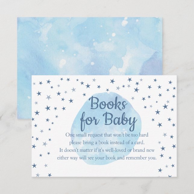 Cartão De Informações Blue Moon e Stars Livros para Recepção (Frente/Verso)