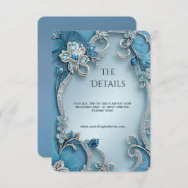 Cartão De Informações Blue Ornate Floral Detail Enclosure Card