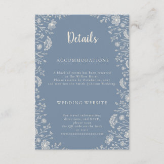 Cartão De Informações Blue Periwinkle Wildflower Wedding Details