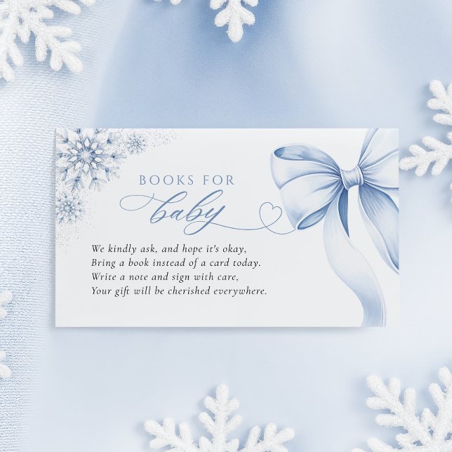 Cartão De Informações Blue Snowflake Baby Shower Books for Baby (Criador carregado)
