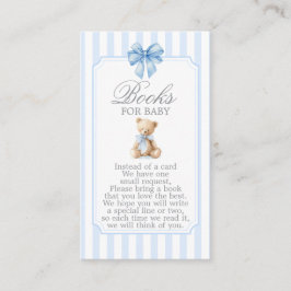 Cartão De Informações Blue Stripes Bear Baby Shower Boy Books for Baby
