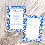 Cartão De Informações Blue Talavera azulejos vintage detalhes do casamen<br><div class="desc">Azulejo Talavera azulejos Espanhol Vintage mexicano elegante cartões de casamento,  cores vibrantes,  cores vibrantes,  simples e simples suite de convites para casamento</div>