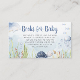 Cartão De Informações Blue Under the Sea Baby Shower Books for Baby