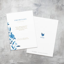 Blue Watercolor floral Chinoiserie Detalhes do cas