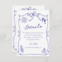 Blue Whimsical Quirky Hand desenhou Detalhes do Ca