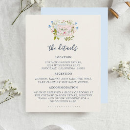 Cartão De Informações Blue Wildflowers Romantic Garden Wedding