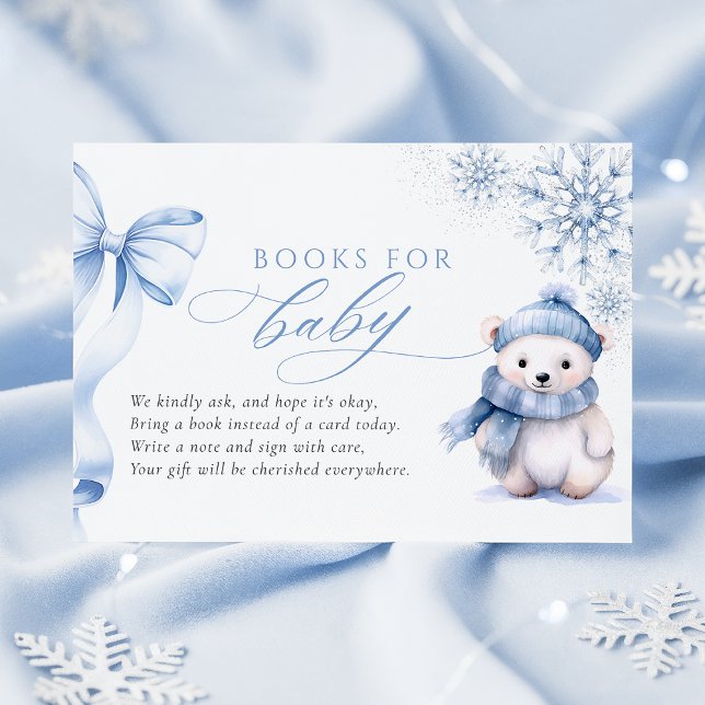 Cartão De Informações Blue Winter Polar Bear Books for Baby Card (Criador carregado)