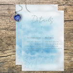 Cartão De Informações Blue Winter Sky Modern Details Wedn<br><div class="desc">Este design apresenta uma lavagem de aquarela azul macia com um sotaque brilhante fino de falso prateado. Esta design faz parte da Coleção de Suite de Casamento Moderno do Céu Azul.</div>