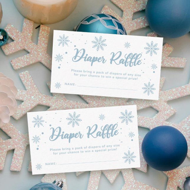 Cartão De Informações Blue Winter Wonderland Chá de fraldas Fralda Raffl (Criador carregado)