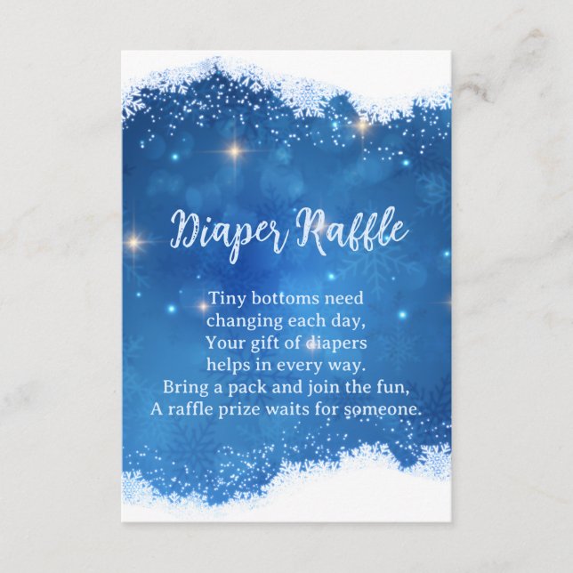 Cartão De Informações Blue Winter Wonderland Diaper Raffle Card (Frente)