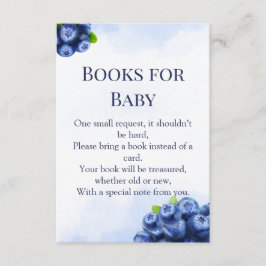 Cartão De Informações Blueberry Watercolor "Books for Baby" Shower