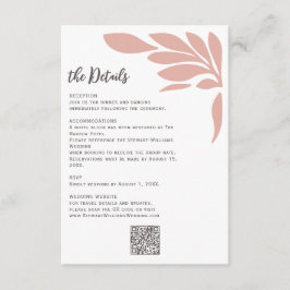 Cartão De Informações Blush Abstract Tropical Floral Leaf Wedding 