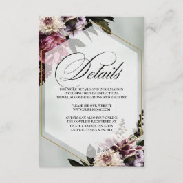 Cartão De Informações Blush Botanical Elegant Enclosure Card Details