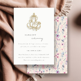 Cartão De Informações Blush Dourado Floral Ganesh Indian Wedeet