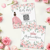 Blush Floral cor-de-rosa Quinceanera Código QR RSV