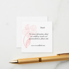 Cartão De Informações Blush Pink Floral Line Art Wedding Details