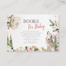 Blush Pink Floral Moon Forest Wolf Books for Baby