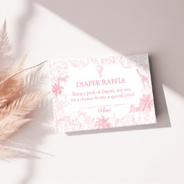 Cartão De Informações Blush Pink Safari Animals Jungle Diaper Raffle
