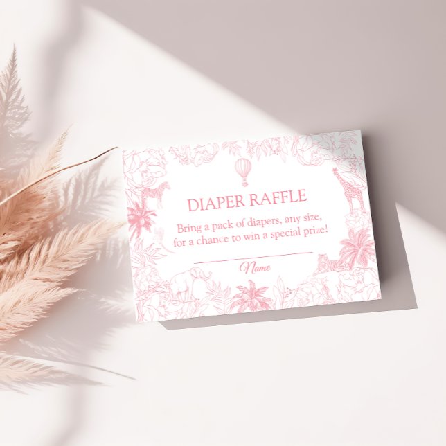Cartão De Informações Blush Pink Safari Animals Jungle Diaper Raffle (Criador carregado)
