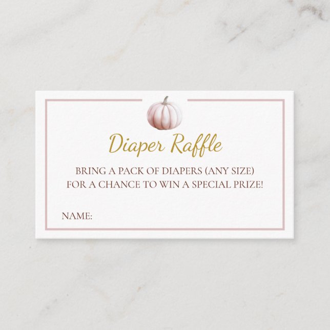 Cartão De Informações Blush Pumpkin Fall Baby Shower Diaper Raffle Card (Frente)