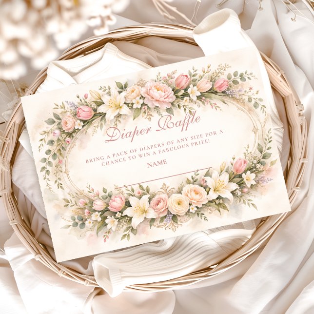 Cartão De Informações Blush Tulip And Lily Garden Diapper Raffle (Criador carregado)