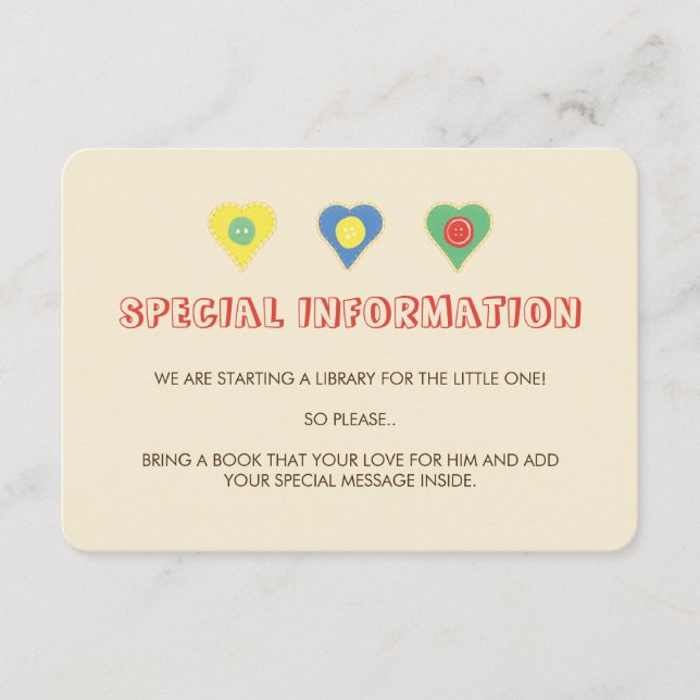 Cartão De Informações Boa Sorte Informações Inserts (Frente)