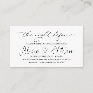 Cartão De Informações Boas-vindas em Preto Branco à Noite Anterior ao En