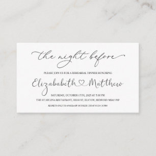 Cartão De Informações Boas-vindas em Preto e Branco à Noite Anterior ao 