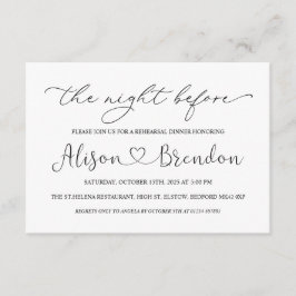 Cartão De Informações Boas-vindas Preto Branco à Noite Anterior