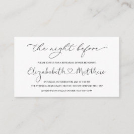 Cartão De Informações Boas-vindas Preto e Branco à Noite Anterior ao Enc