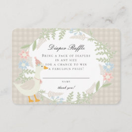Cartão De Informações Bobo Beige Goose Gingham Fralda Floral Raffle