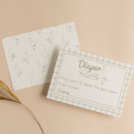 Cartão De Informações Bobo Ganso Desenhado Gênero Neutro Fralda Raffle