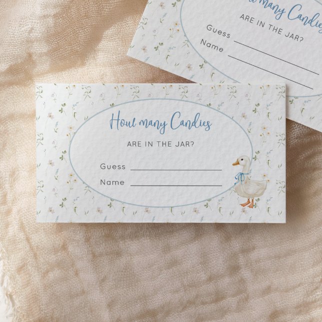 Cartão De Informações Bobo Ganso Floral Quantos Canais Chá de fraldas (Criador carregado)