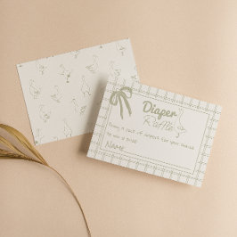 Cartão De Informações Bobo Ganso Neutro Gingham Fralda de Fita Raffle