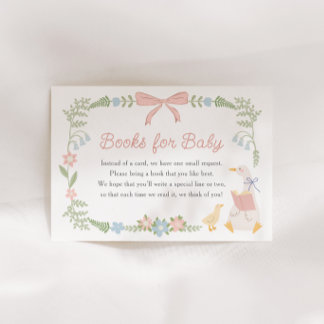 Cartão De Informações Bobo Ganso Rosa Floral Livros de Arco para Bebê