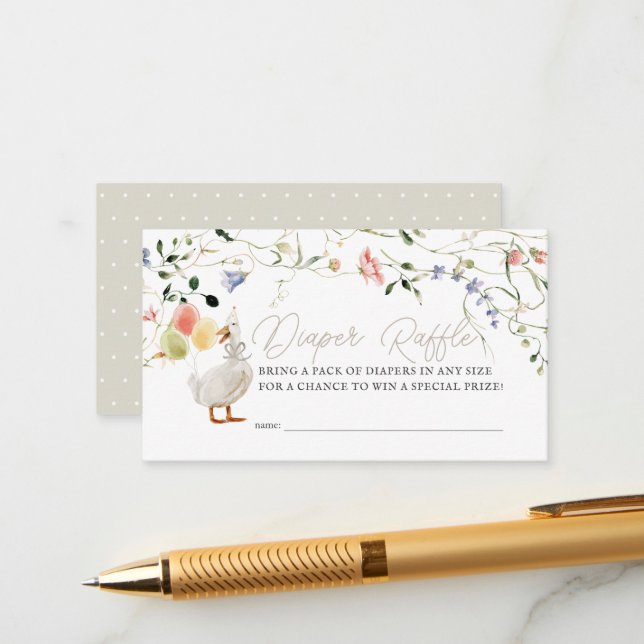 Cartão De Informações Bobo Ganso Selvagem Fralda Floral Raffle Bilhete (Frente/Verso In Situ)