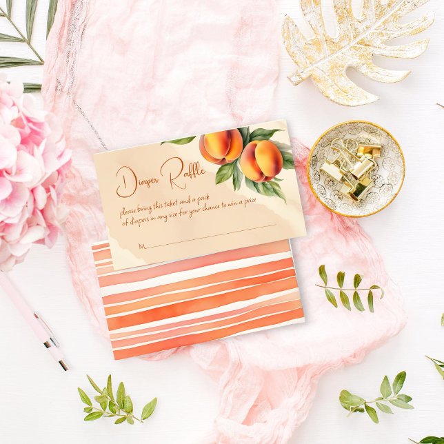 Cartão De Informações Boca de fralda de pêssego doce (Sweet little peach baby shower diaper raffle enclosure card summer spring peach themed baby shower )