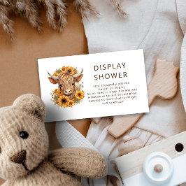 Cartão De Informações Boêmia Highland Cow Sunflower Display Chá