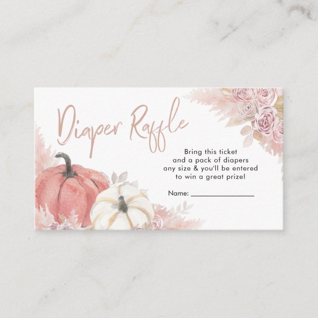 Cartão De Informações Bohemian Fall in Love Pumpkin Fralda Raffle (Frente)